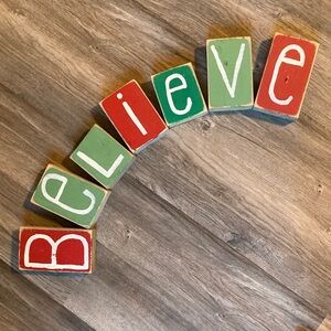 Rustic Wooden Reversible ‘Give Thanks' and ‘Believe’ Blocks